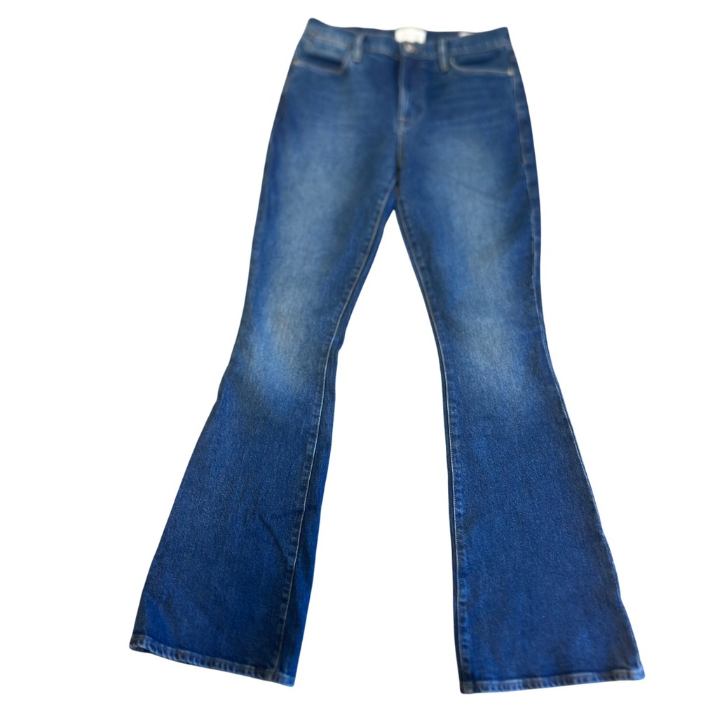 FRAME Le High Flare Jeans Womens 29 Blue Excellent High Rise Sidecar LHF118 - Picture 2 of 8